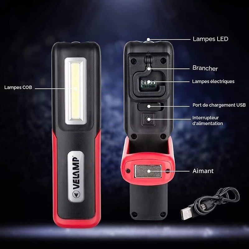 DAVY Lampe torche rechargeable Rouge