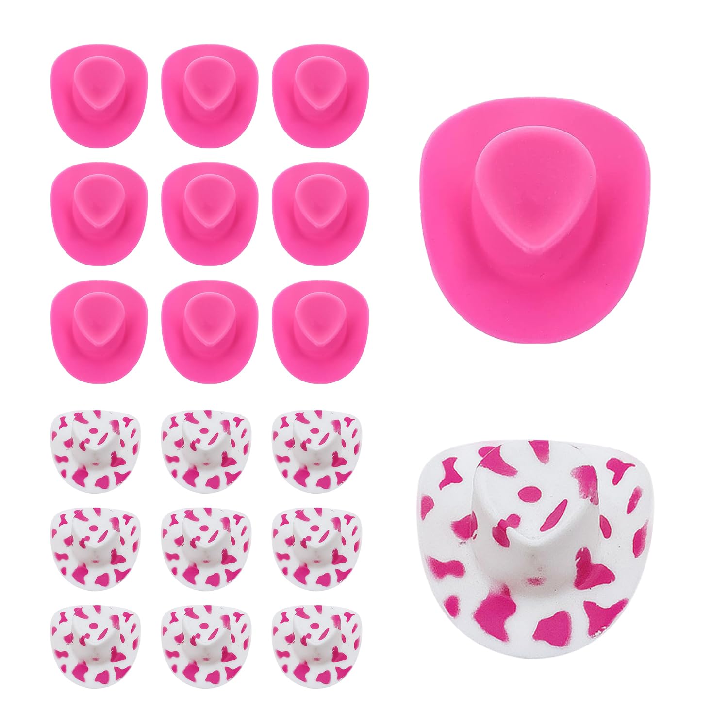 GVSAVY 20 Pcs Mini Western Cowboy Hat Collection - Pink Dollhouse Miniatures for Cake Decorations, Craft Accessories, Bottle and Pet Accessories