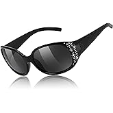 FEISEDY Women's Polarized Sunglasses Wrap Around Rhinestone Design Fashion Sunnies UV400 Protection B1091