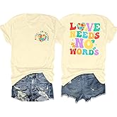 Autism Awareness Shirt Women Love Needs No Words Shirt Autism Special Education Love Heart Puzzle Piece Short Sleeve Tee
