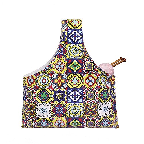 Knitting Tote Bag Yarn Storage Organizer for Small Projects (Glitzy Frescoes)
