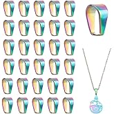PH PandaHall Rainbow Pinch Clip Bails, 50pcs 10x6mm Pendant Connector 304 Stainless Steel Snap On Bails Hook Pendant Clasps Pendant Clasps Hook Dangle Charm for Neckalce Jewelry DIY Craft Making