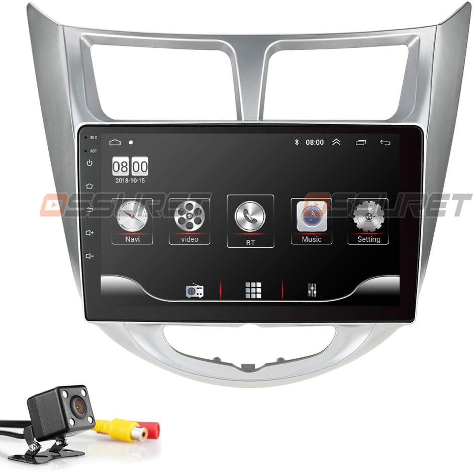 9 Inch Android 9.0 Double Din Car Stereo for Hyundai Solaris Accent Verna 2010-2016 Supports Mirror-Link Steering Wheel Control SD USB WiFi 4g OBD2 TPMS