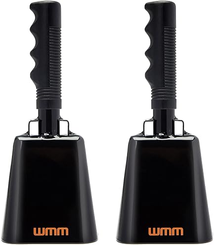 Loud Metal Cowbells With Wrist Straps - 2 Pack Sporting Event Noise Makers For Football Games & Cheering