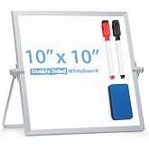 ARCOBIS Small WhiteBoard with Stand 10" X 10" | Magnetic Double-Sided Dry Erase White Board Easel for Desk Students Home Office