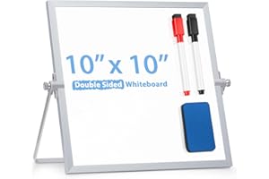 ARCOBIS Small WhiteBoard with Stand 10" X 10", Magnetic Double-Sided Dry Erase White Board Easel for Desk Students Home Office