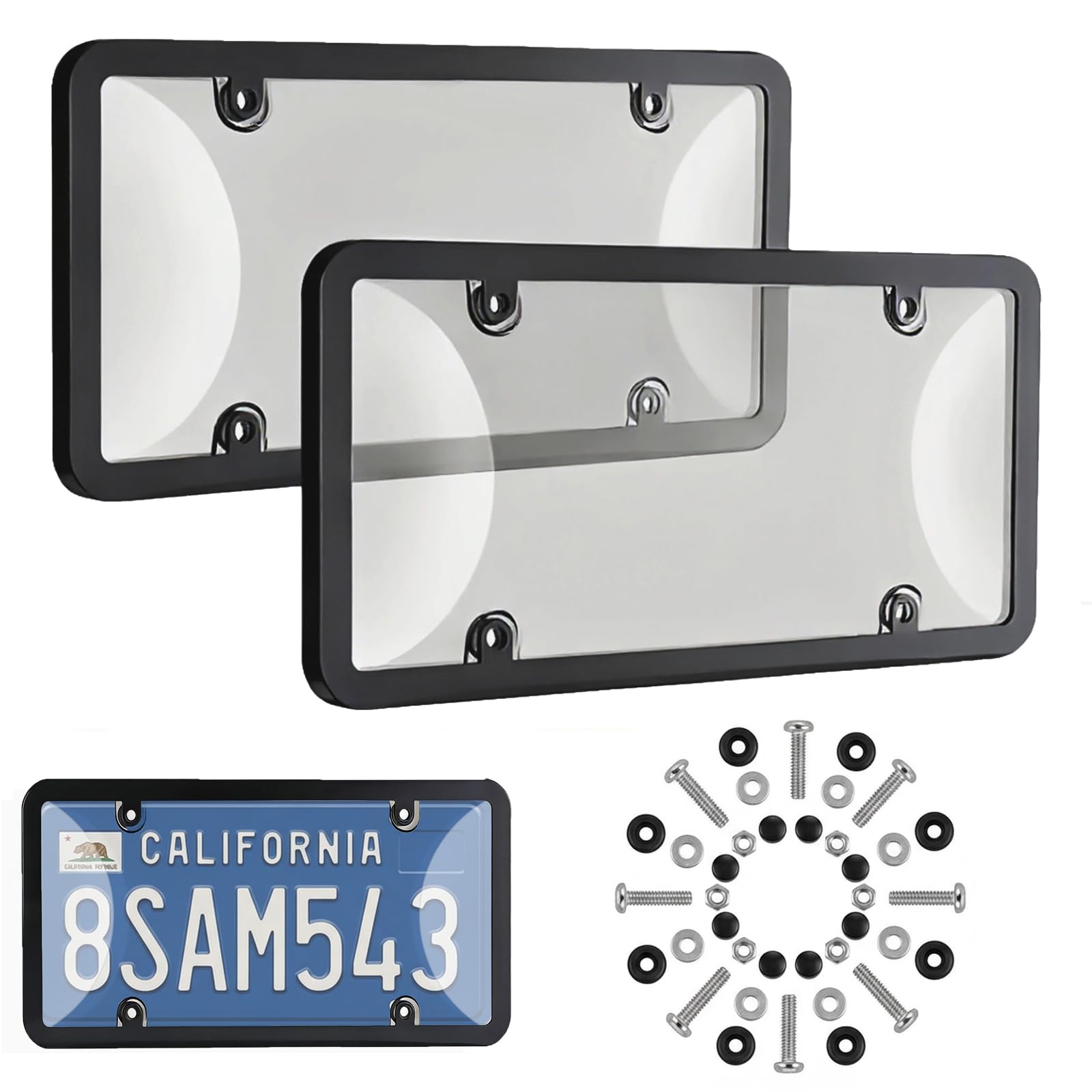 Photo 1 of 2-Pack License Plate Protector & Cover, License Plate Frame Anti-Scratch Universal for Car Truck SUV, Includes All Mounting Hardware (Tinted)