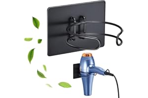 LOXSUN Hair Dryer Holder Wall Mounted, Hairdryer Holder for Bathroom, Blow Dryer Holder, Hair Tool Organizer for Hair Dryer Hanger Storage, Adhesive Blow Dryer Organizer (Black)
