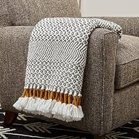 Rivet Modern Hand-Woven Stripe Fringe Throw Blanket, Soft and Stylish, 50" x 60", Charcoal