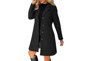 STYXLYN Pea Coats For Women Wool Blend Thicken Stand Collar Single Breasted Trench Coat Fashion A-Line Fall Winter Jackets