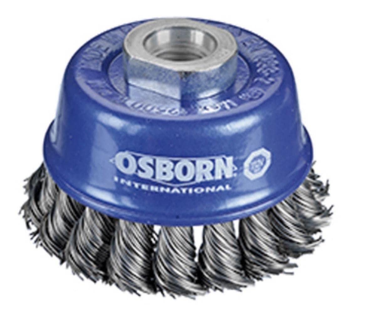 Osborn 9908608152 Cup Brush M14 Knotted of Steel Wire, 0 V, Silver/Blue