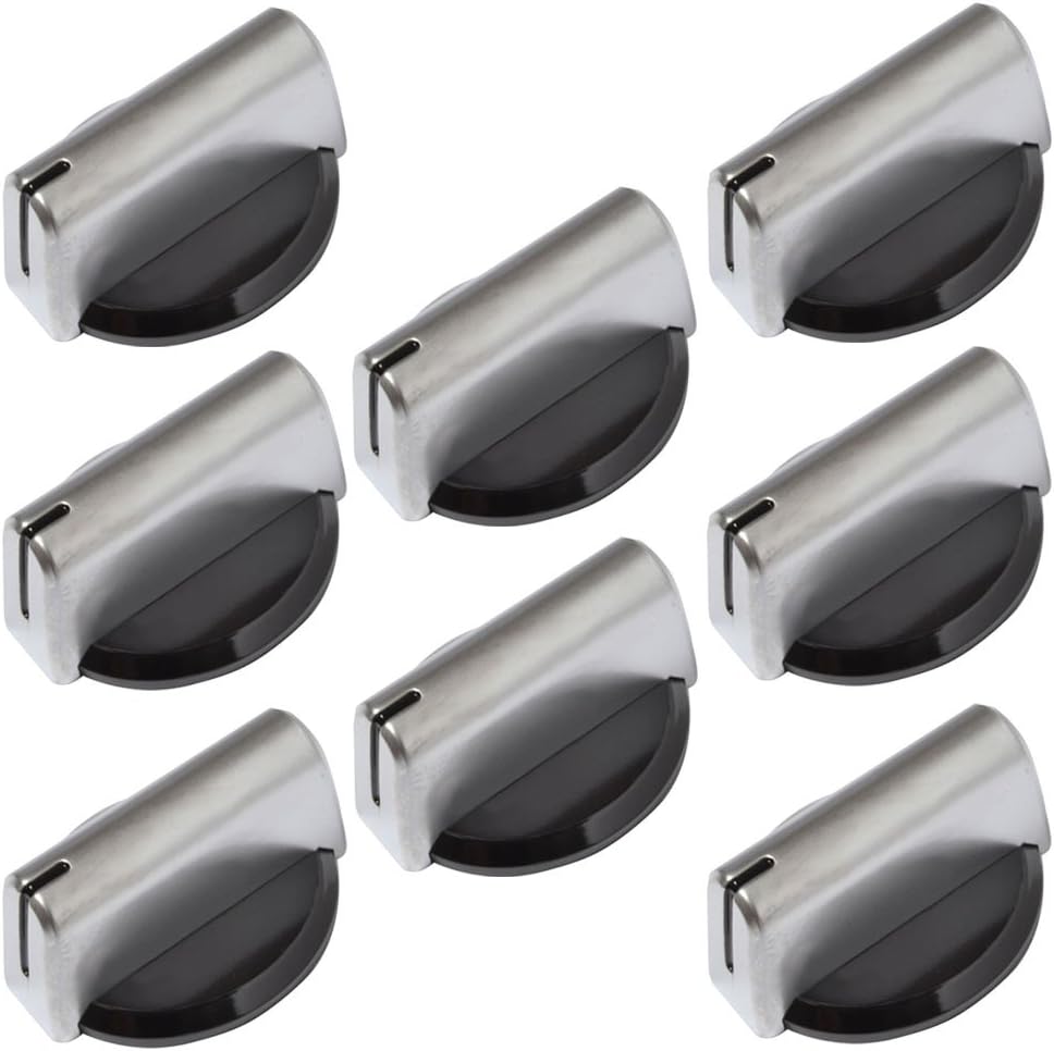 Baumatic Genuine Temperature Control Knob for Oven Cooker Grill Hob (Pack of 8, Black / Silver)