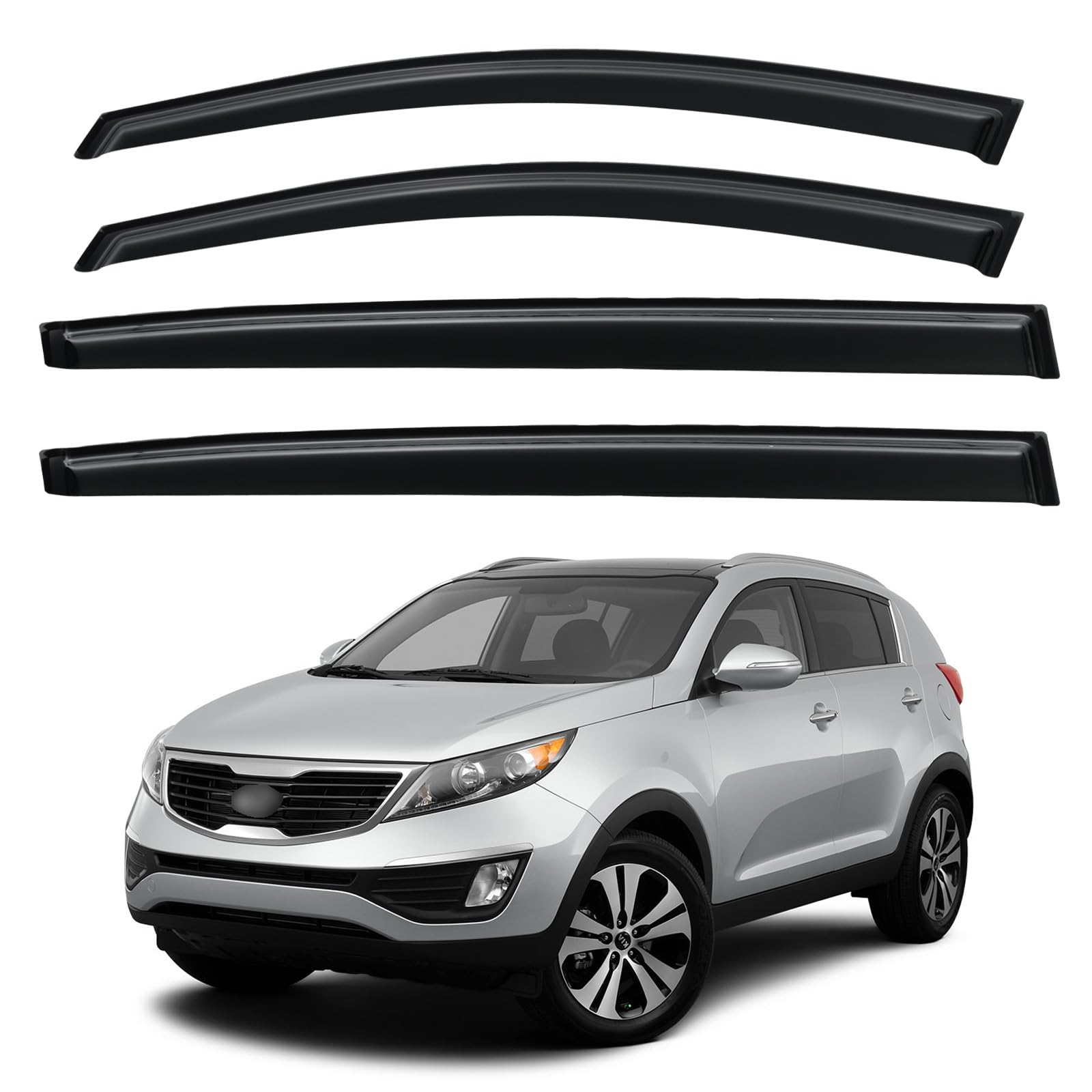 Photo 1 of ***MISSING ASSEMBLY PIECES*** Window Visors Rain Guards for 2011-2016 Kia Sportage, Out-Channel Window Vent Wind Deflectors Visors Shades for 11-16 Sportage