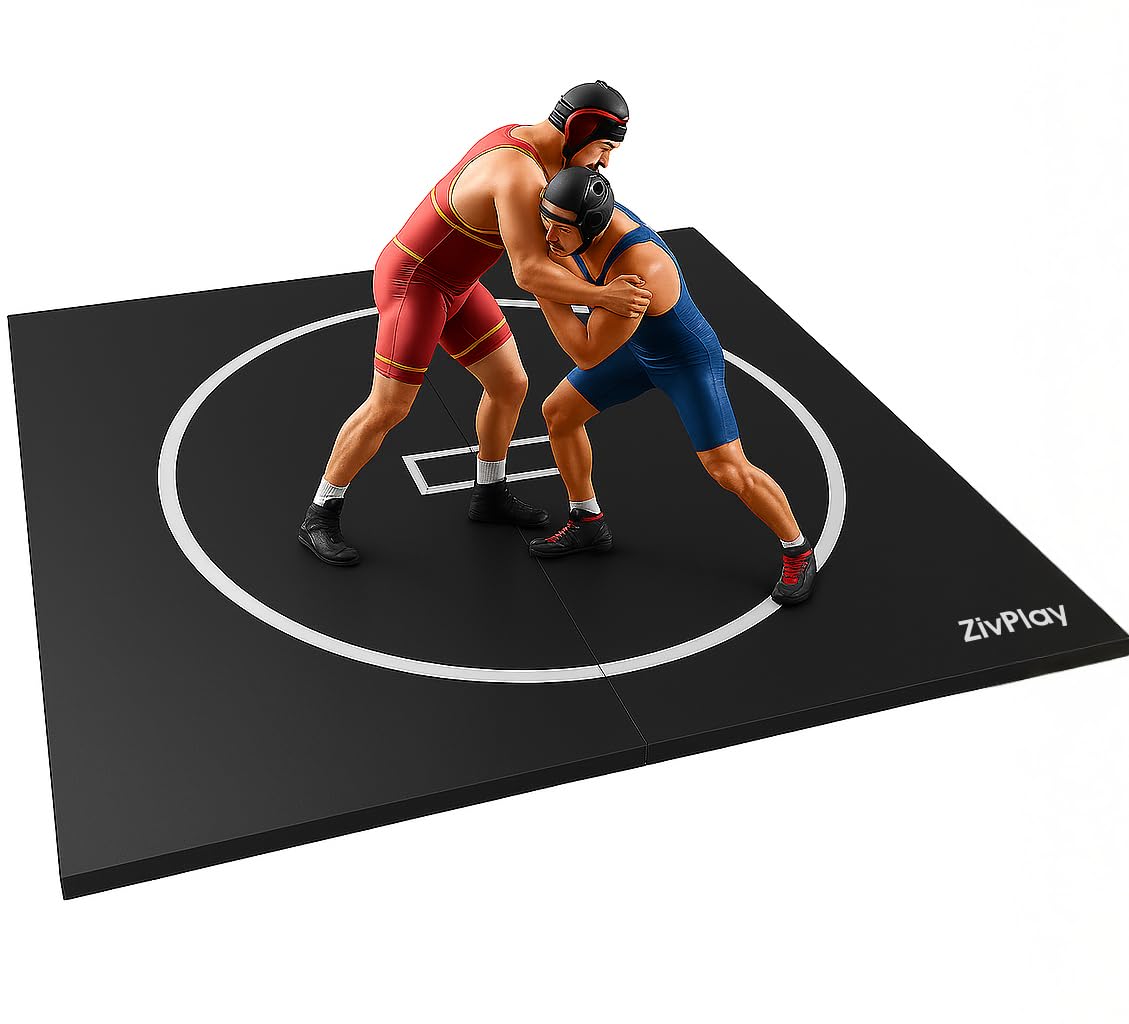 Photo 1 of Wrestling Mat for Home 10x10 Feet MMA Mat to Practice BJJ Jiu Jitsu Judo Grappling Boxing Taekwondo with 3cm Foam Protection Antislip Waterproof Odor Control Foldable Mat Black Color