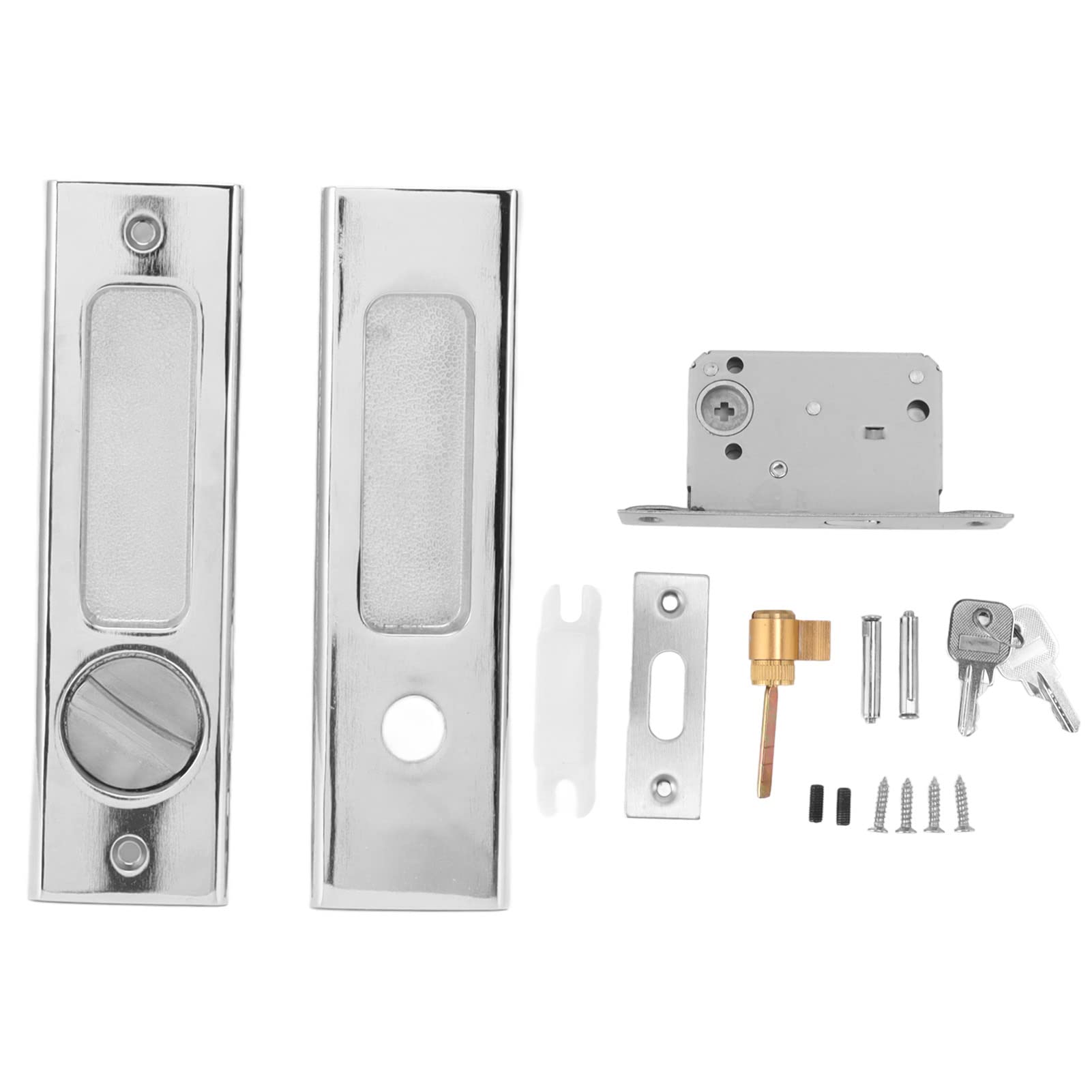 Invisible Recessed Handle Latch Zinc Alloy with Keys for Bathroom Balcony Pocket Door Sliding Barn Door