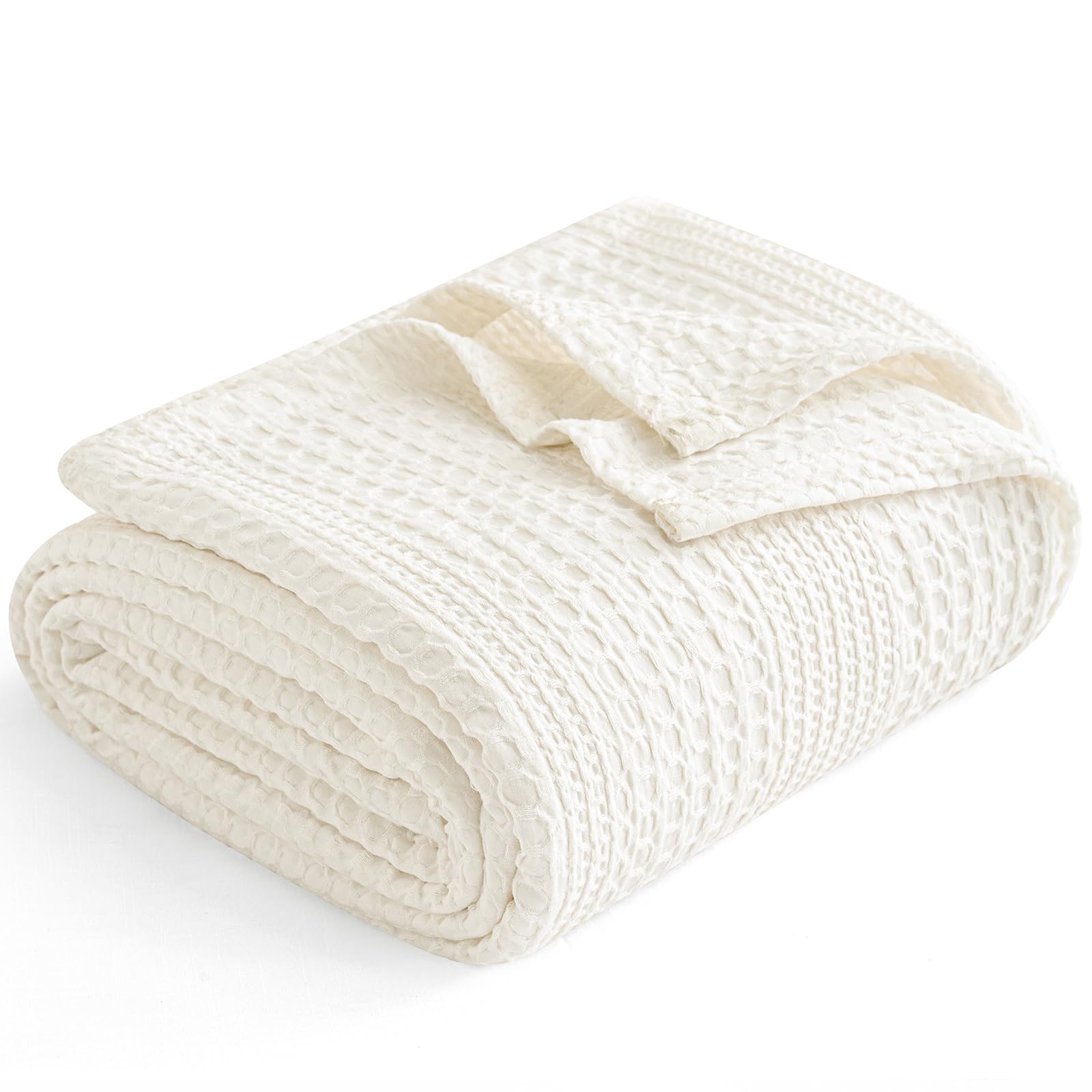 Photo 1 of PHF Lightweight Waffle Weave Blanket Twin Size, Breathable & Ultra Soft, 66"x 90" Soft & Cozy Thin Blanket, Season & Hot Sleepers, Bed, Home Decor - Coconut White