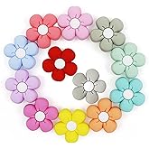 HIZEMLK 12PCS Chunky Flowers Silicone Beads, Daisy Flowers Shape Silicone Focal Bead, Colorful Beads for Keychain Making, Loose Beads Bulk for Pens DIY Crafts Necklace Bracelet Lanyard