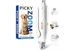 PICKY ZOOM 2-in-1 Dog & Cat Nail Clippers and Grinder with Light – Upgraded Safety Guard to Avoid Overcutting, Sharp Blade, Painless Quiet Pet Nail Claw Trimmers, Professional Grooming Tool for Large Small Pets