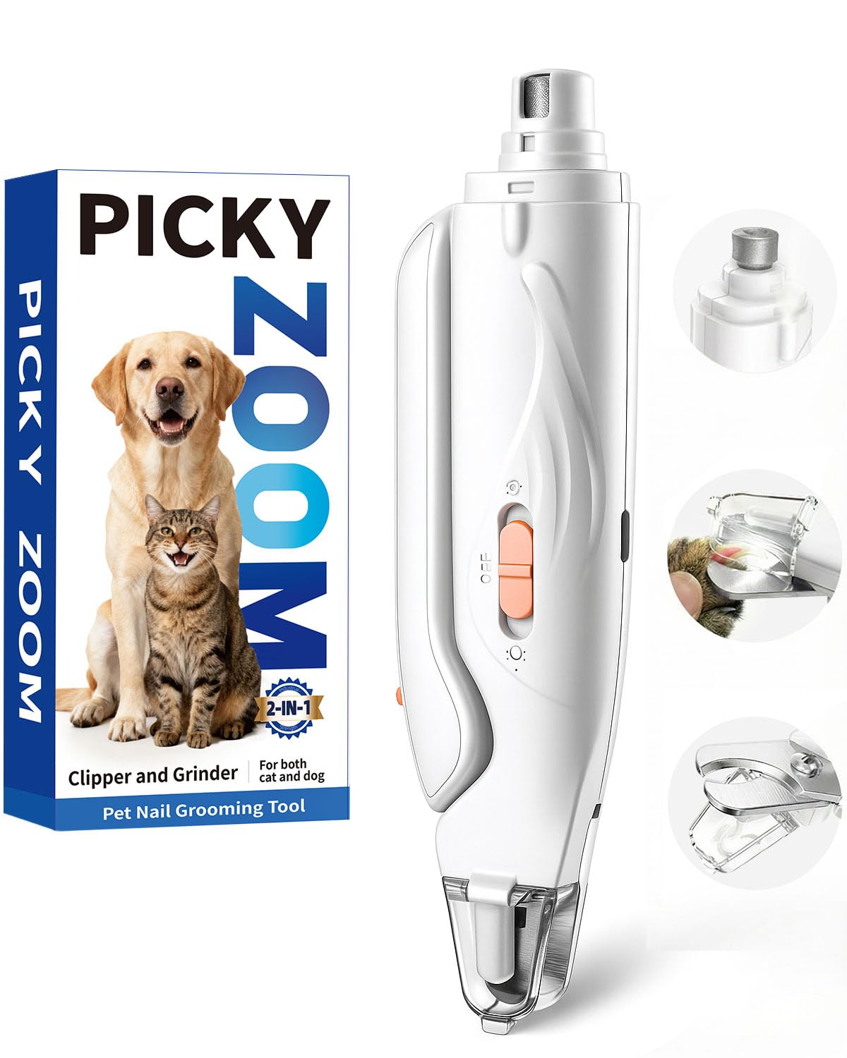 View 1 of 2-in-1 Dog & Cat Nail Clippers and Grinder with Light – Upgraded Safety Guard to Avoid Overcutting, Sharp Blade, Painless Quiet Pet Nail Claw Trimmers, Professional Grooming Tool for Large Small Pets