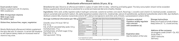MIVOLIS MULTIVITAMIN EFFERVESCENT TABLETS – DIETARY SUPPLEMENTS 1 PACK X 20 PCS | GERMANY