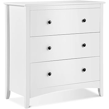 Mieres Large Chest Of 3 Drawers White Cabinet Storage Unite Wood