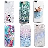 iPhone 7 Plus Case (5.5 inch) - 6 Pcs Full Edge Anti-scratch Shockproof Hard PC Bumper Protective Case Ultra-thin Slim Slender Cute Colorful Print Lightweight Clear Hard PC Cover by Badalink - Group 5