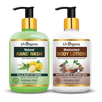 LA Organo Natural Hand Wash With Body Moisturizer Skin Care Combo 200ml each (Pack of 2)