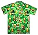 Funky Hawaiian Shirt For Men Short Sleeve Front-Pocket Beer Party Green