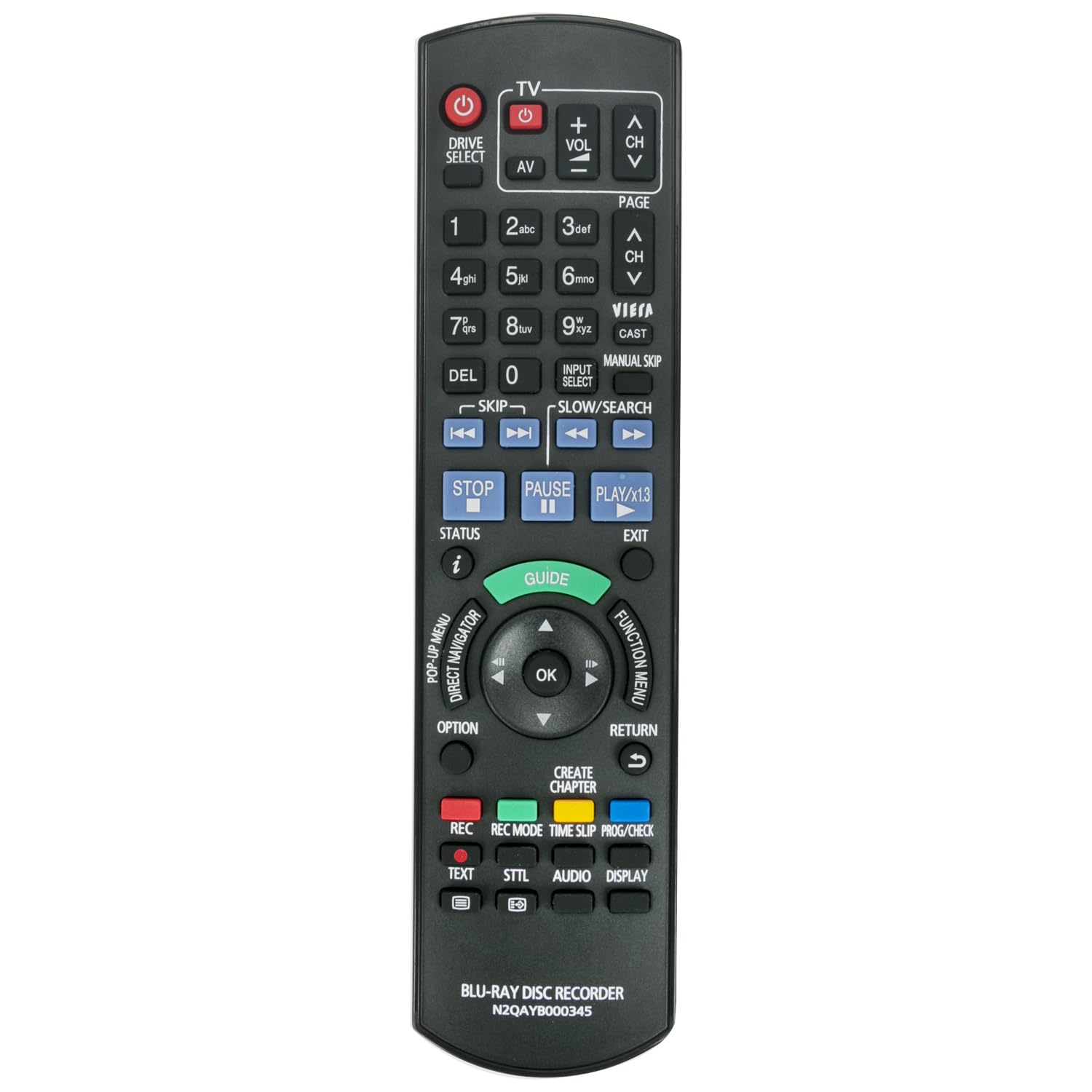 AULCMEET Replacement Remote Control N2QAYB000345 Fit for Panasonic Blu-ray Disc Recorder DMR-BW850 DMR-BW750
