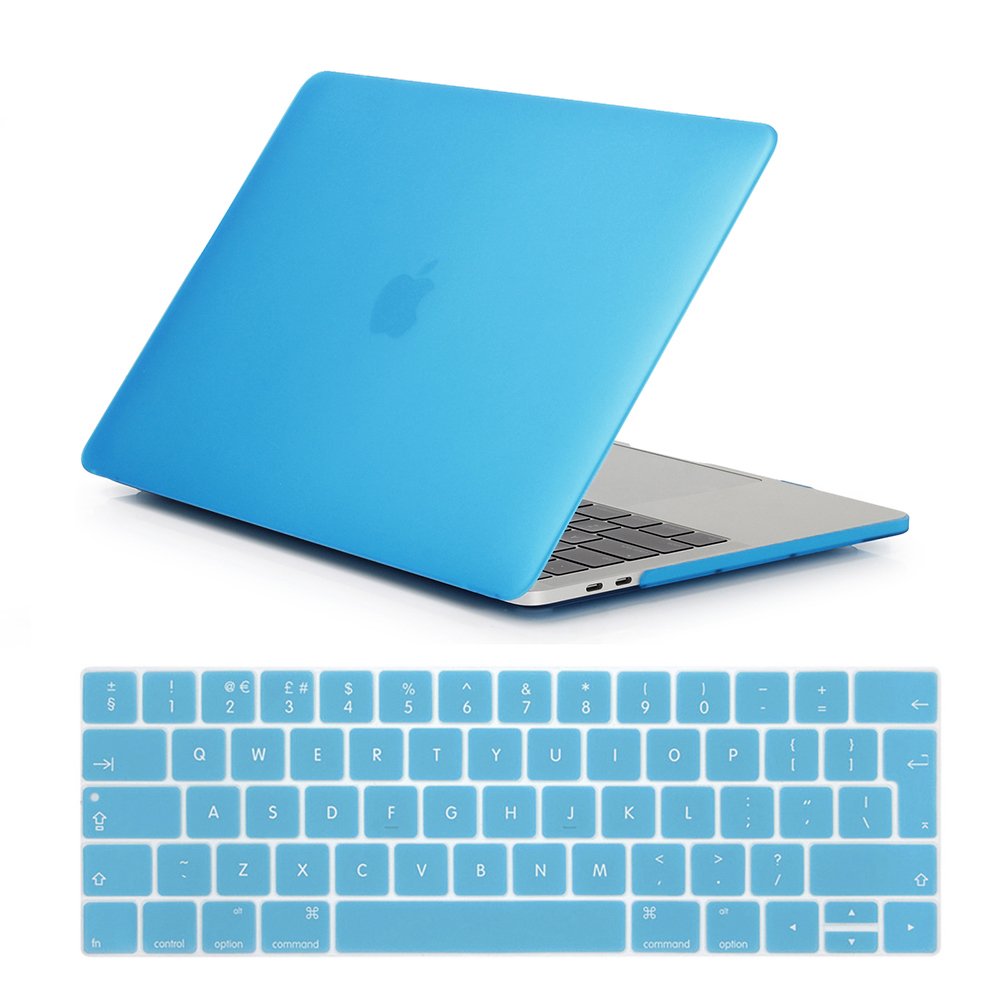 Se7enline Compatible with 2016 2017 2018 2019 MacBook Pro 13 Case Smooth Soft-Touch Matte Plastic Hard Cover MacBook Pro 13" A1706/A2159/A1989 with Touch Bar Touch ID Keyboard Cover, Aqua Blue