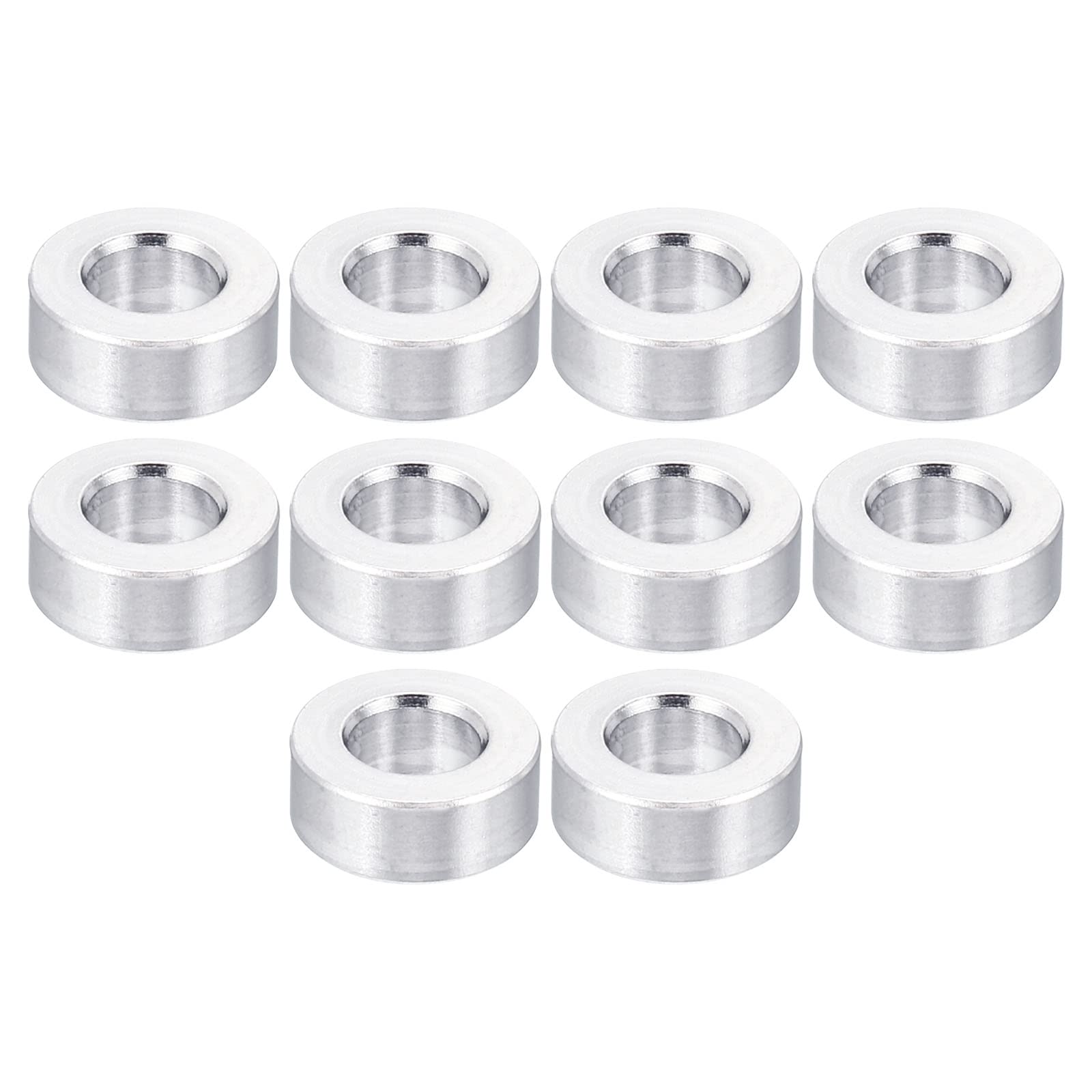 PATIKIL M5 Aluminum Spacer, 10 Pack 5.2mm ID x 10mm OD x 4mm L Metal Spacer Aluminum Round Plain Finish Spacer Screw Standoff for M5 Screw Bolts