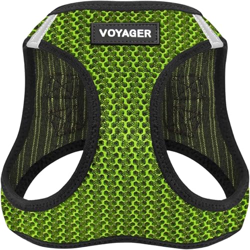 Voyager Step-in Air Dog Harness - All Weather Mesh Step in Vest Harness for Small and Medium Dogs by Best Pet Supplies - Lime Green (2-Tone), M