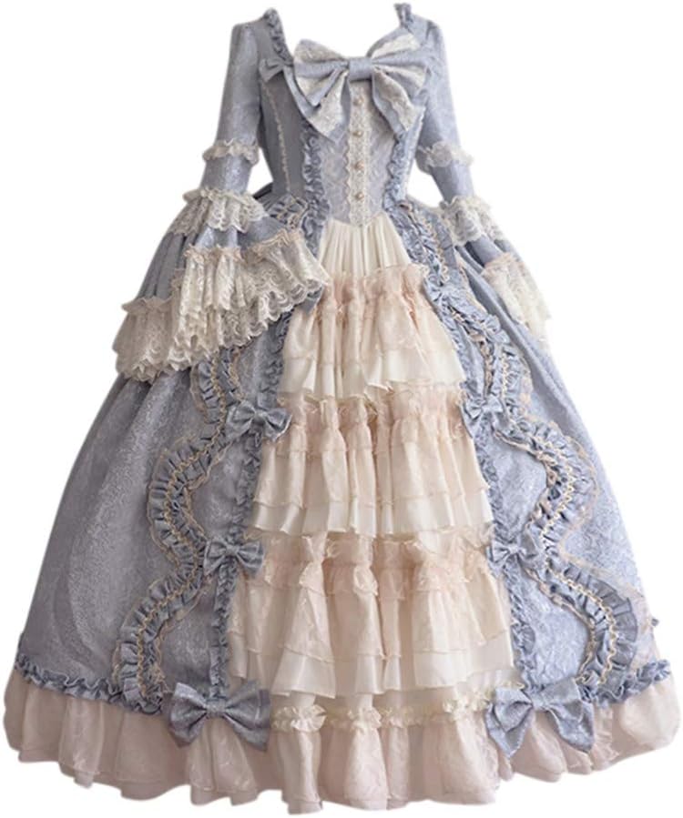 Gothic Court Dress for Women, Retro Medieval Lace Fluffy Princess Dress Cosplay Christmas Rococo Masquerade Dress