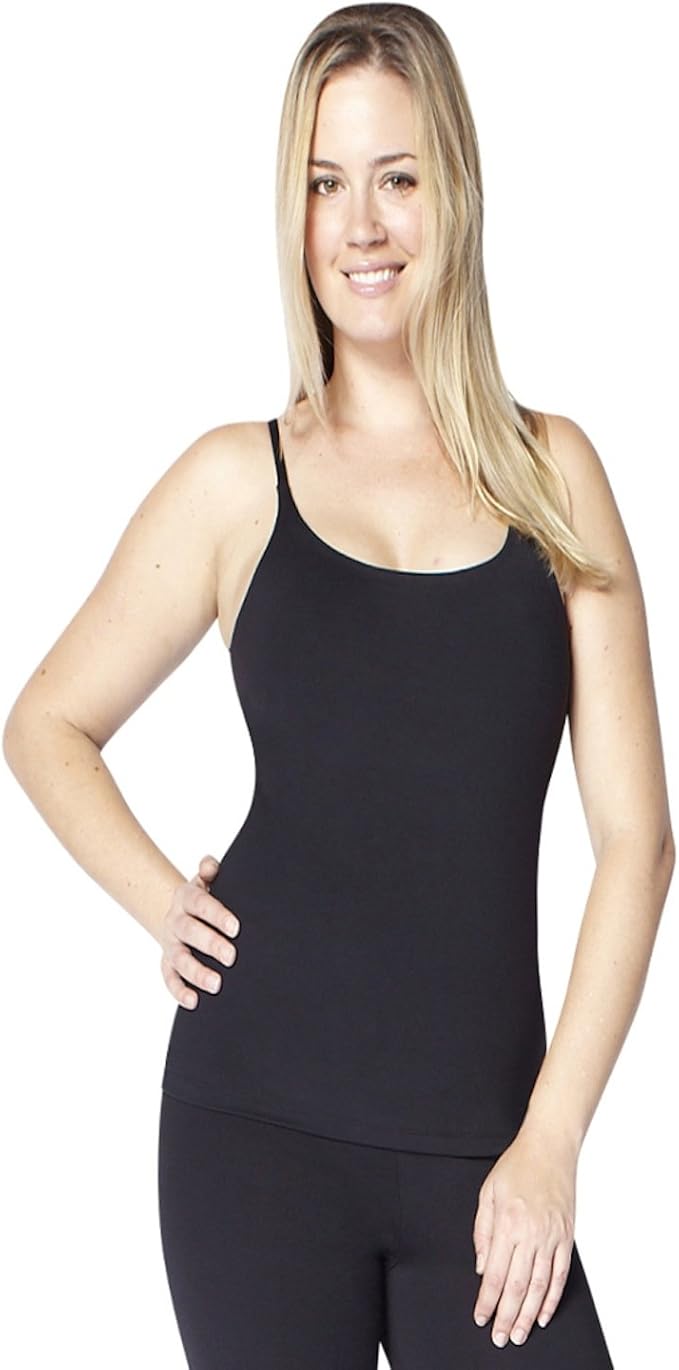 Cami Shaper Spaghetti Tank with Built in Bra By Luxxe Black (XSmall