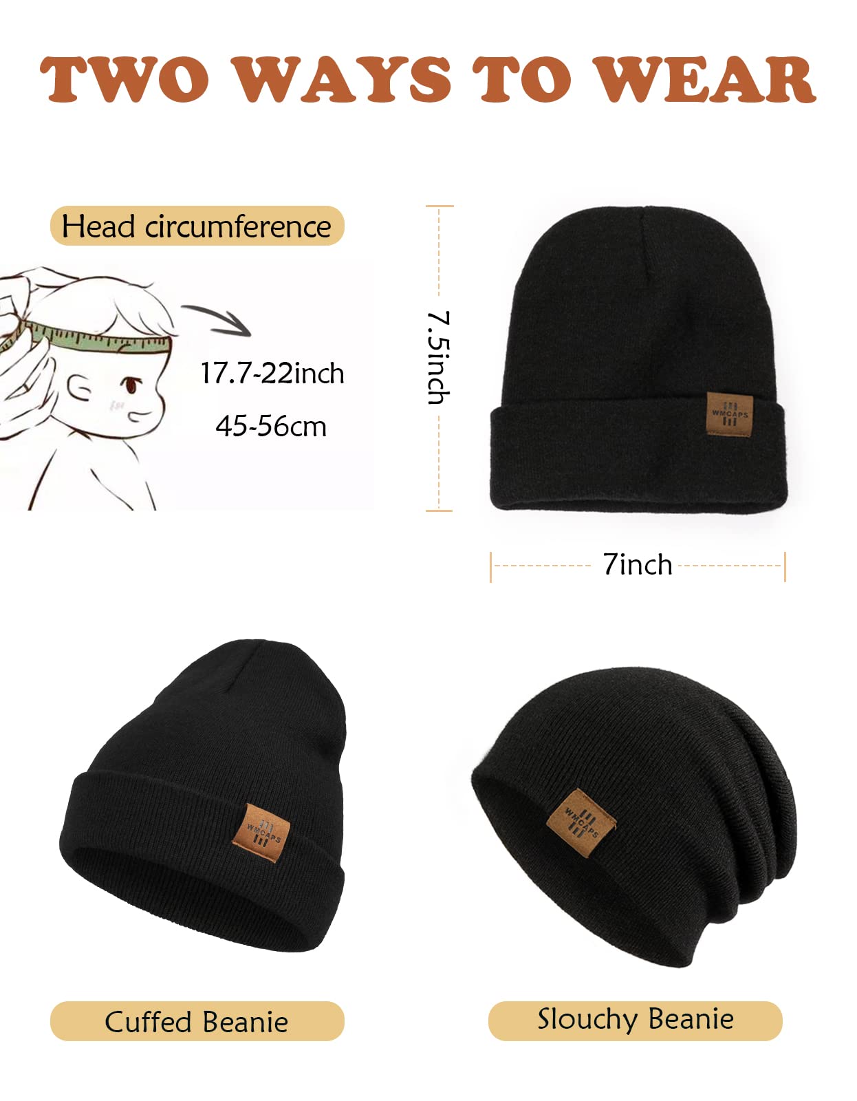 Wmcaps Toddler Baby Kids Winter Beanie, Unique Soft Warm Material Knitted Skull Cap for Boys Girls