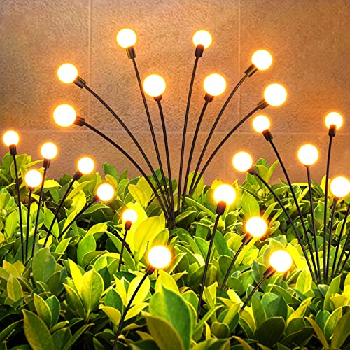GEARLITE Firefly Garden Solar Light, 4 Pieces Outdoor Solar Light, IP65 Waterproof 8 LED Solar Outdoor Lamp Flowers Decorative for Garden, Terrace, Patio, Courtyard, Warm White