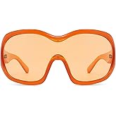 TYA Oversized Trendy Wrap Around Sunglasses for Women Men - Cool Concert shades 2000s Retro Round Big Shield Glasses