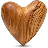 Zuluf Olive Wood Heart 2 x 2 Hand Carved Wooden Heart Keepsake Rustic Table Centerpiece Wedding Decoration Valentine Gift Housewarming Home Décor Handmade in Bethlehem w/Certificate
