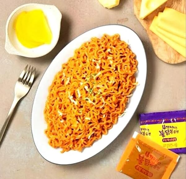 SAMYANG BULDAK HOT CHICKEN SPICY RAMEN KOREA INSTANT PACKAGED NOODLES,4.94 OZ,CHEESE,5 PACK