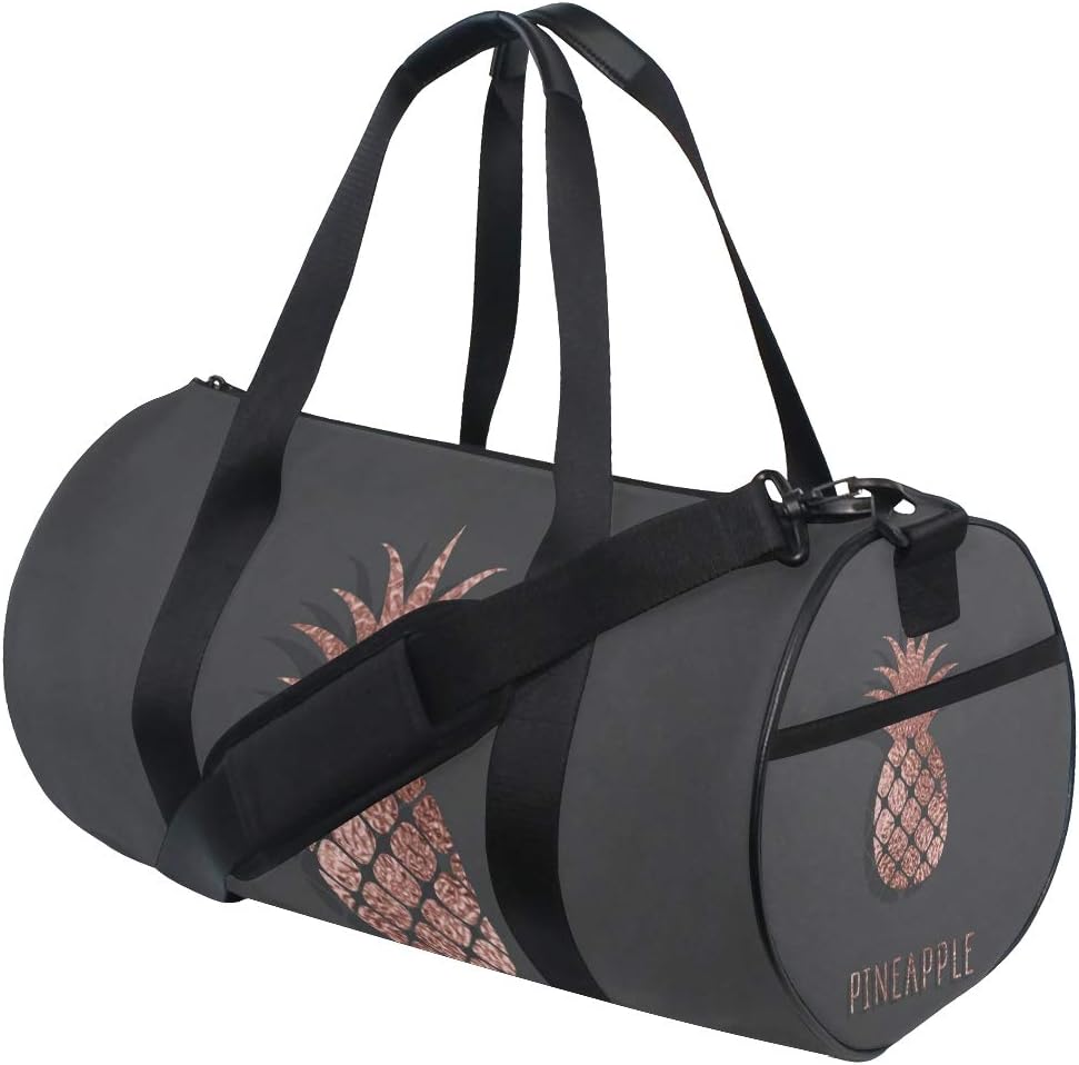 WowPrint Sports Gym Bag Rose Gold Pineapple Waterproof Handbag Yoga Bag Shoulder Tote Weekend Bag Travel Holdall Duffel Bag for Adult Men Women Unisex
