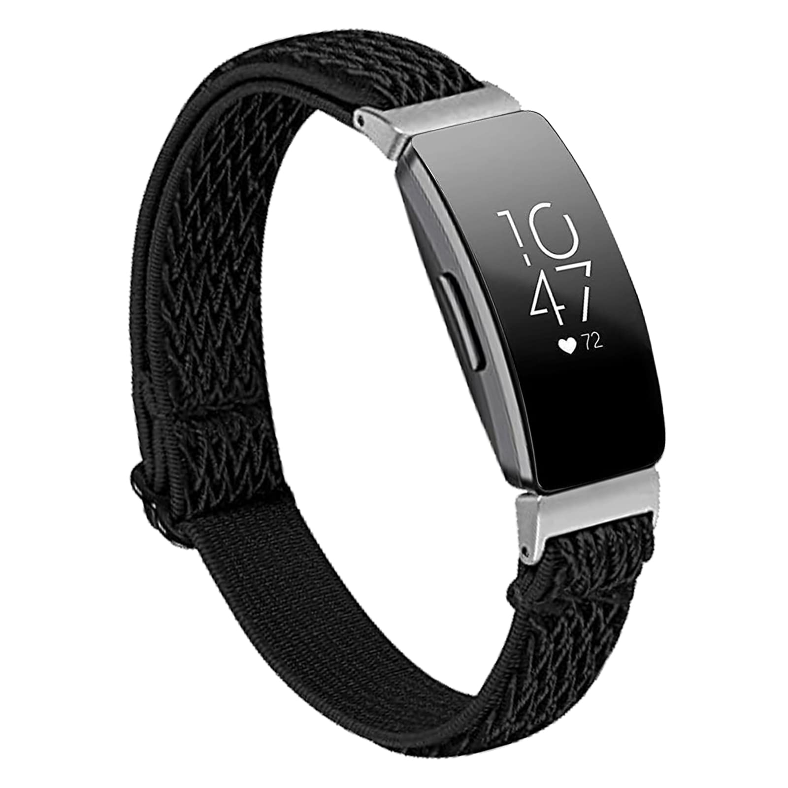 Miimall Sport Strap Compatible with Fitbit Inspire 2/Inspire HR/Inspire, Soft Nylon Elasticity Wristband Slim Skin-Friendly Adjustable Replacement Breathable Band Women Men for Fitbit Luxe-Black