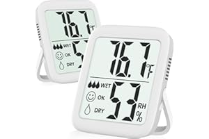 Antonki 2 Pack Room Thermometer for Home, Indoor Hygrometer Humidity Meter Gauge, Digital Temperature and Humidity Sensor Monitor for House, Terrarium, Incubator, Greenhouse - Battery Included