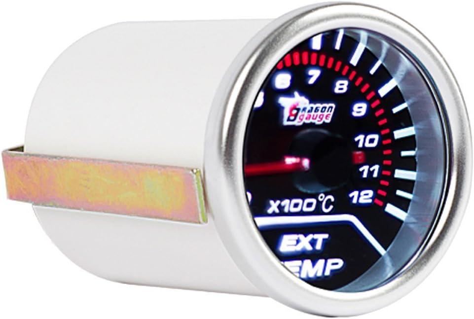 Mintice™ Car Motor Universal Smoke Tint Len 2" 52mm Egt Exhaust Gas Temperature Indicator Gauge Meter, White Exhuast Gas Temp Gauge