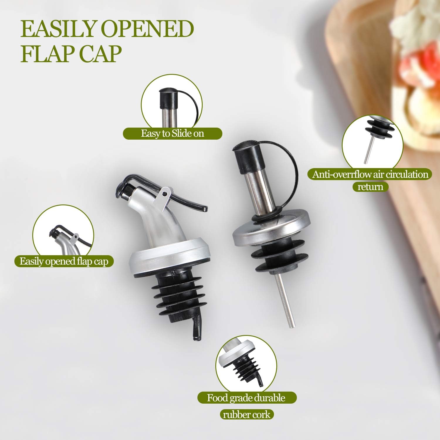 HABOM Glass Olive Oil Bottle Set-17 oz Oil & Vinegar Dispenser Cruet with Pourers and Funnel,Wide Opening for Refill and Cleaning,Oil Bottles Carafe Decanter for Kitchen (Set of 2): Home Improvement