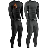 Mexholin 2 Pack Thermal Underwear for Men,Mens Long Johns Thermal Set Soft Fleece Lined Base Layer for Cold Weather