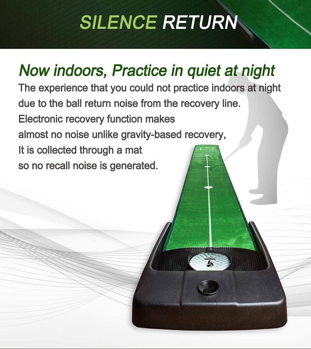 WINNER SPIRIT Miracle 580, Indoor Putting Green, Kickback Putt Mat, Portable, Minimal Noise, Auto Ball Return, Real Golf Practice, 1, 063 x 16.25 in, Requires 4 x 1.5 AA Batteries (Included) : Sports & Outdoors