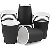 Nitlak 25 Pack 8 oz Black Disposable Paper Cups, Hot Coffee Cups, Paper Tea Cup, Disposable Cups, Party Beverage Drinking Cup for Office, Party, Restaurant, Home