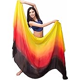 Aumulen 8mm Hand-Made Belly Dance Silk Scarf Veils for Women Gradual Colors 98"x45"