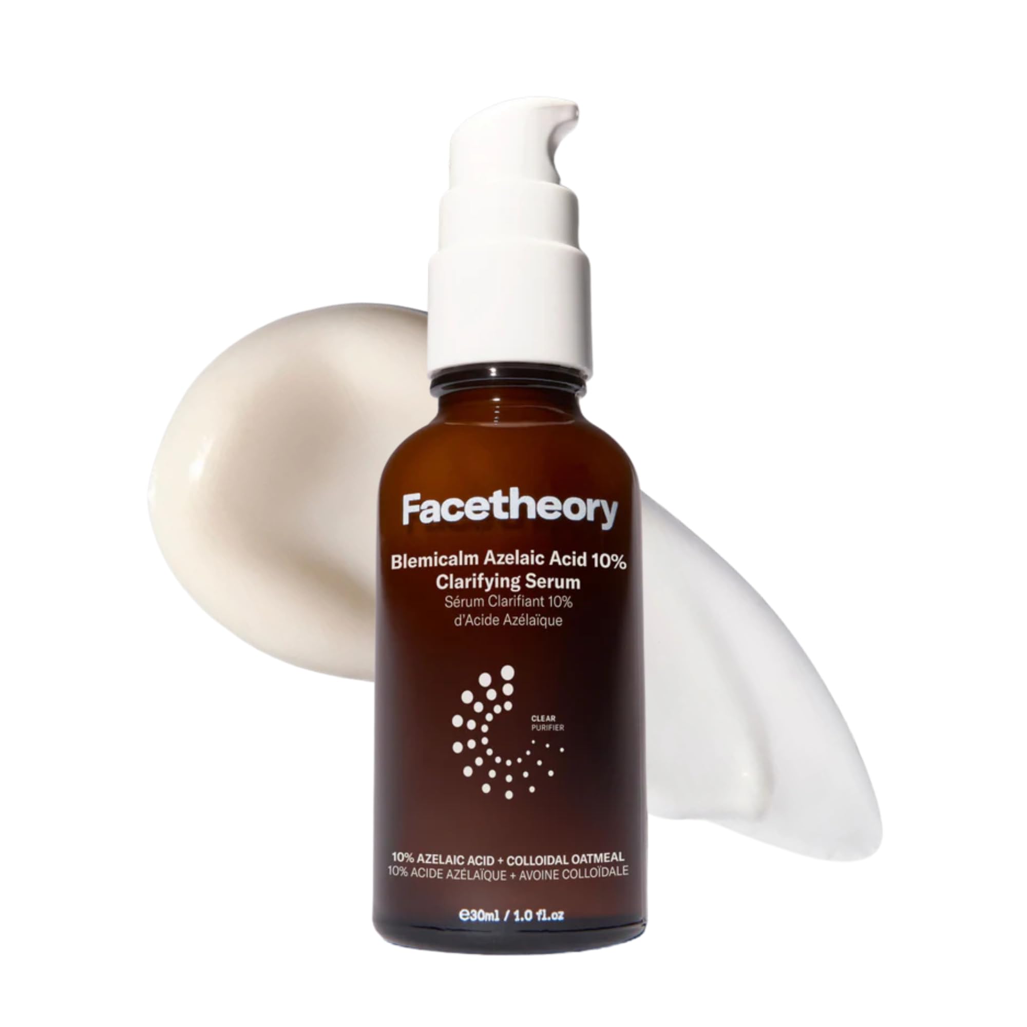 facetheory Blemicalm Azelaic Acid 10% Clarifying Serum (Unscented) - Control Blemishes, Redness & Breakouts w/Powerful Azelaic Acid Serum - Azelaic Acid Cream for Clearer Skin (30 ml)