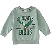 MODNTOGA Toddler Girl Boy Game Day Football Sweatshirt Sundays for The Birds Shirt Kids Sports Fans Long Sleeve Pullover Tops